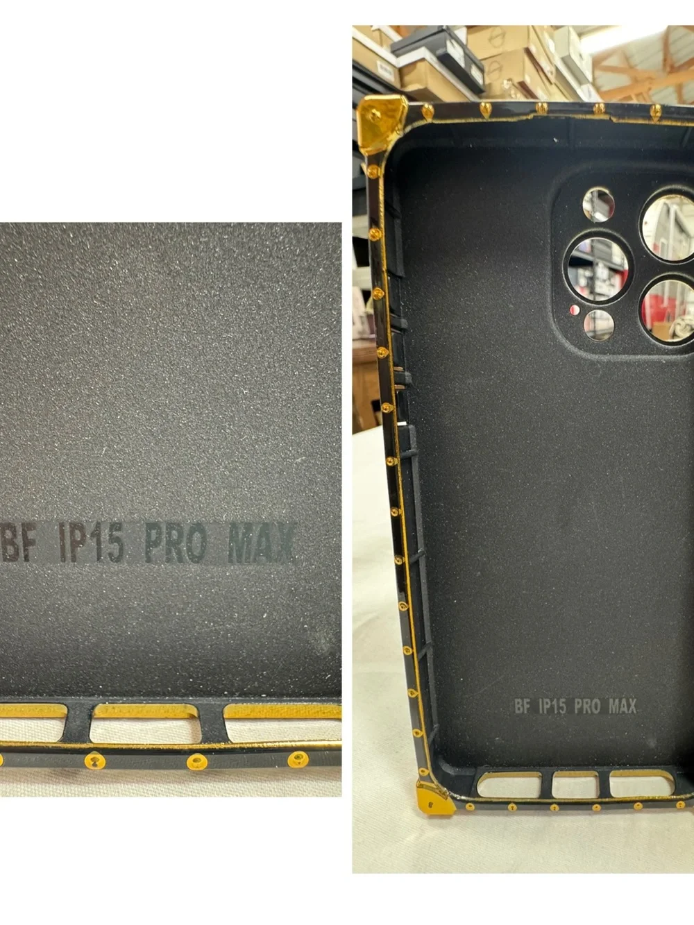 15 Pro Max Phone Case with Rainbow Hearts and Bee.